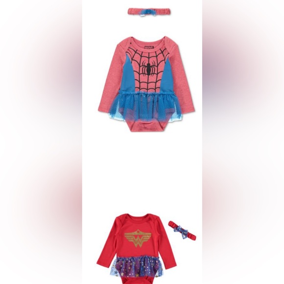 Other - baby girl Long Sleeve Spider girl Wonder Woman Bodysuit clothes 3-6 months NWT